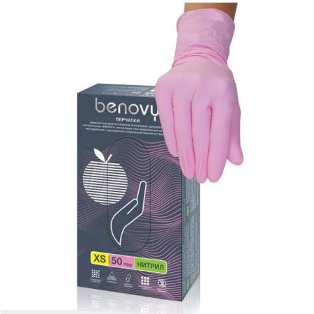 Benovy Перчатки нитриловые Розовые (M)