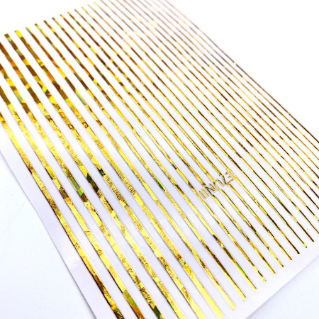 Наклейки для дизайна гибкие полоски "золото голография"