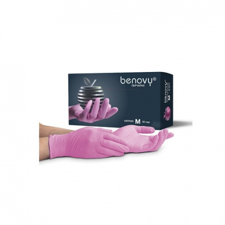 Benovy Перчатки нитриловые Розовые (S)